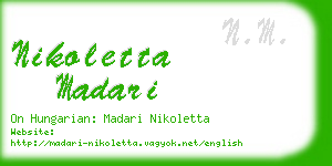 nikoletta madari business card